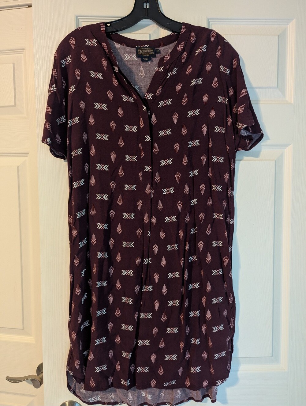 Pendleton Maroon Patterned Shirt Dress, Size M